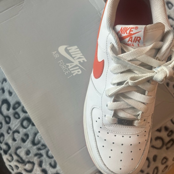 Nike Air Force 1 White and Orange Shoes - Picture 3 of 5